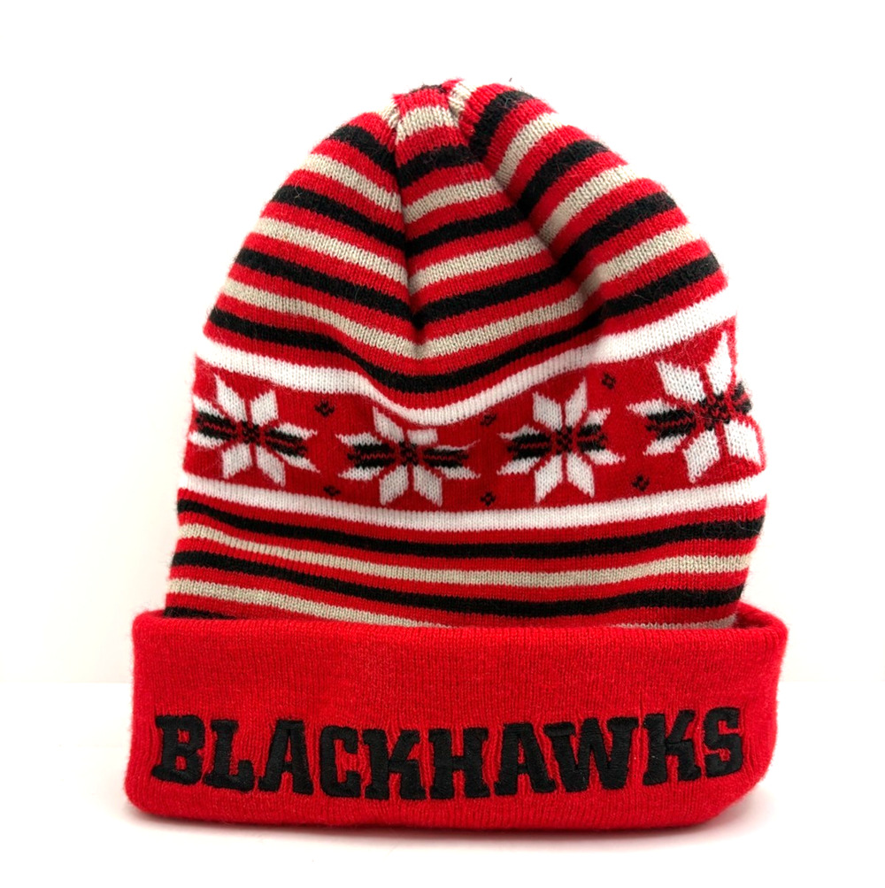 Chicago Blackhawks Adidas Cuffed Knit Hat Beanie Red NHL In Very Good Condition